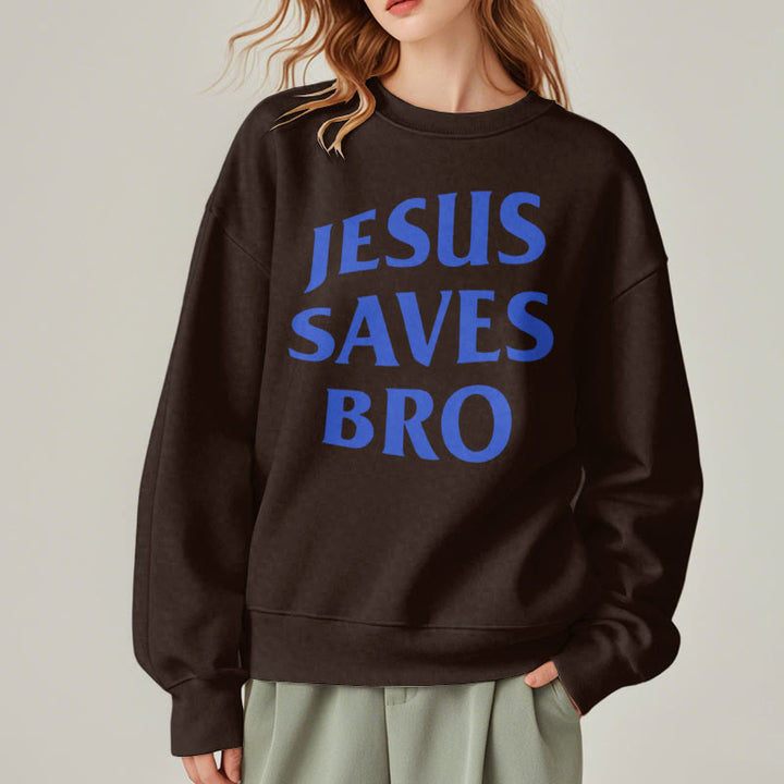 Christianartworkshop Quotation Style Jesus Saves Bro Proud Faith Fleece Lined Polyester Sweatshirt - image 4