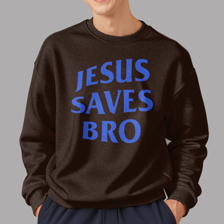 Christianartworkshop Quotation Style Jesus Saves Bro Proud Faith Fleece Lined Polyester Sweatshirt - image 4