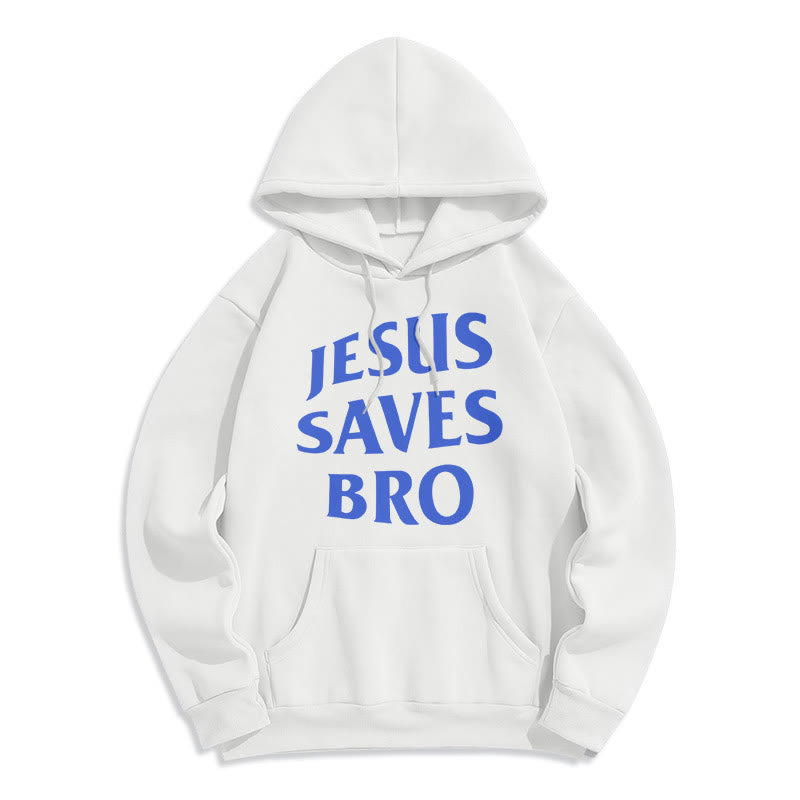 Christianartworkshop Quotation Style Jesus Saves Bro Proud Faith Fleece Lined Polyester Hoodie - White - 2XL - image 8