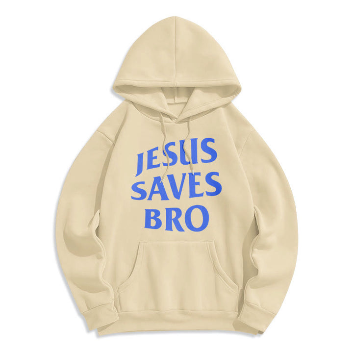 Christianartworkshop Quotation Style Jesus Saves Bro Proud Faith Fleece Lined Polyester Hoodie - Beige - 2XL - image 10