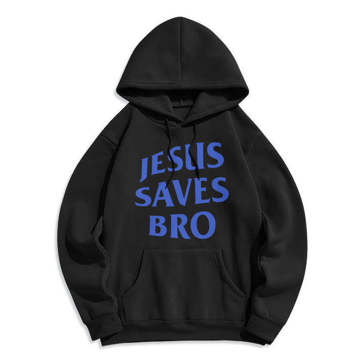 Christianartworkshop Quotation Style Jesus Saves Bro Proud Faith Fleece Lined Polyester Hoodie - Black - 2XL - image 6