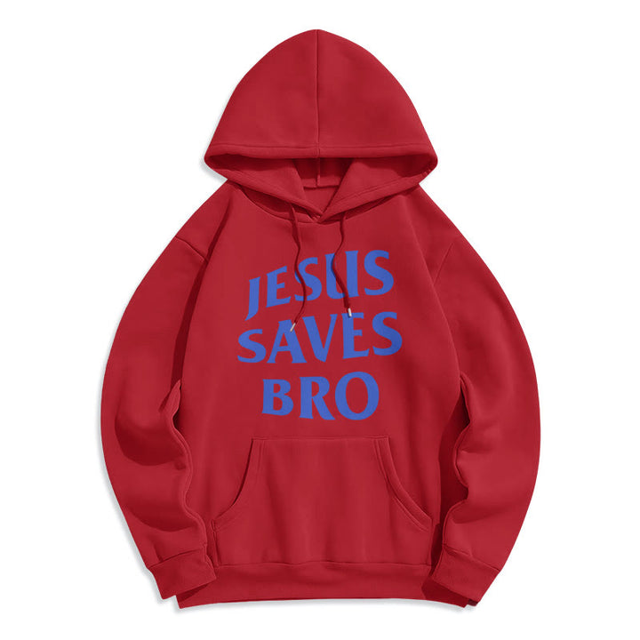 Christianartworkshop Quotation Style Jesus Saves Bro Proud Faith Fleece Lined Polyester Hoodie - Red - 2XL - image 18