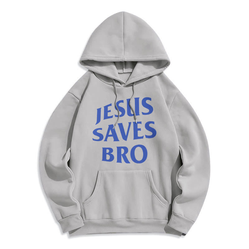 Christianartworkshop Quotation Style Jesus Saves Bro Proud Faith Fleece Lined Polyester Hoodie - Grey - 2XL - image 0