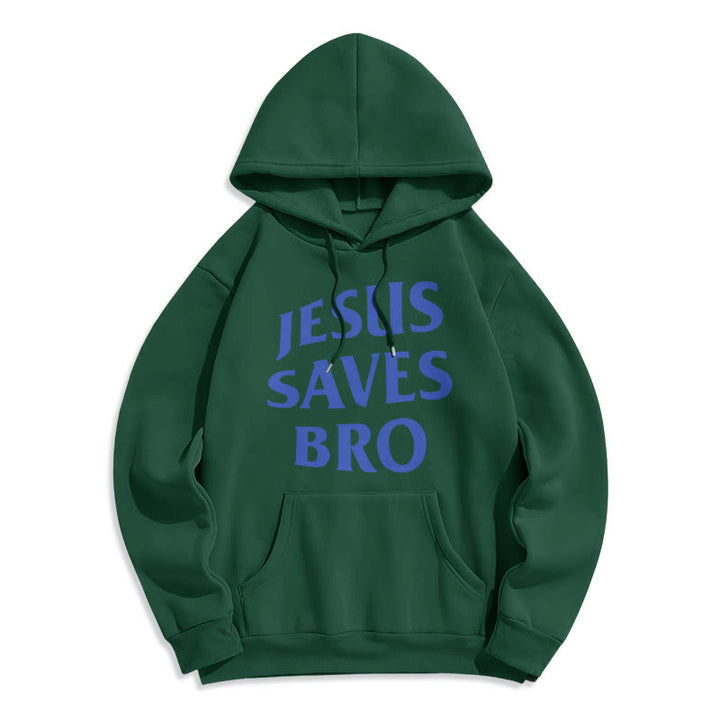 Christianartworkshop Quotation Style Jesus Saves Bro Proud Faith Fleece Lined Polyester Hoodie - Green - 2XL - image 14