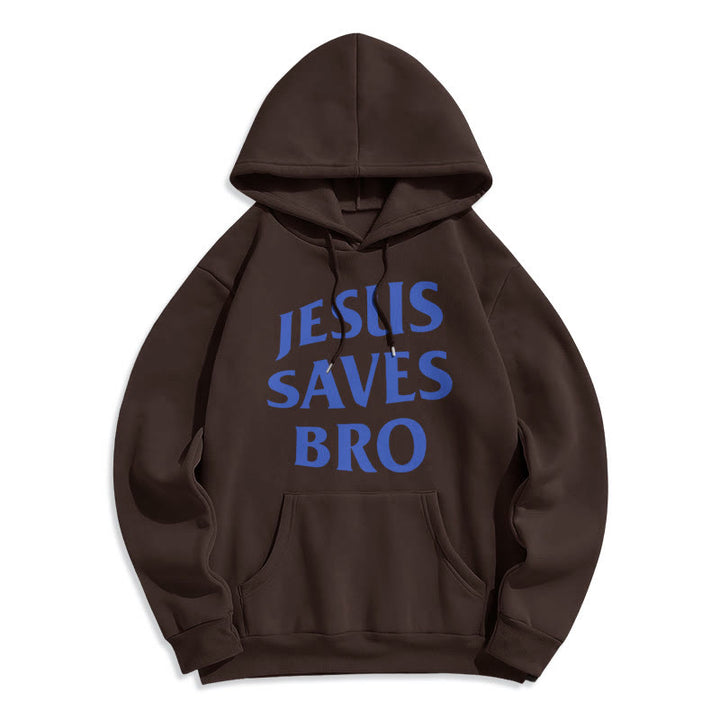 Christianartworkshop Quotation Style Jesus Saves Bro Proud Faith Fleece Lined Polyester Hoodie - Brown - 2XL - image 12