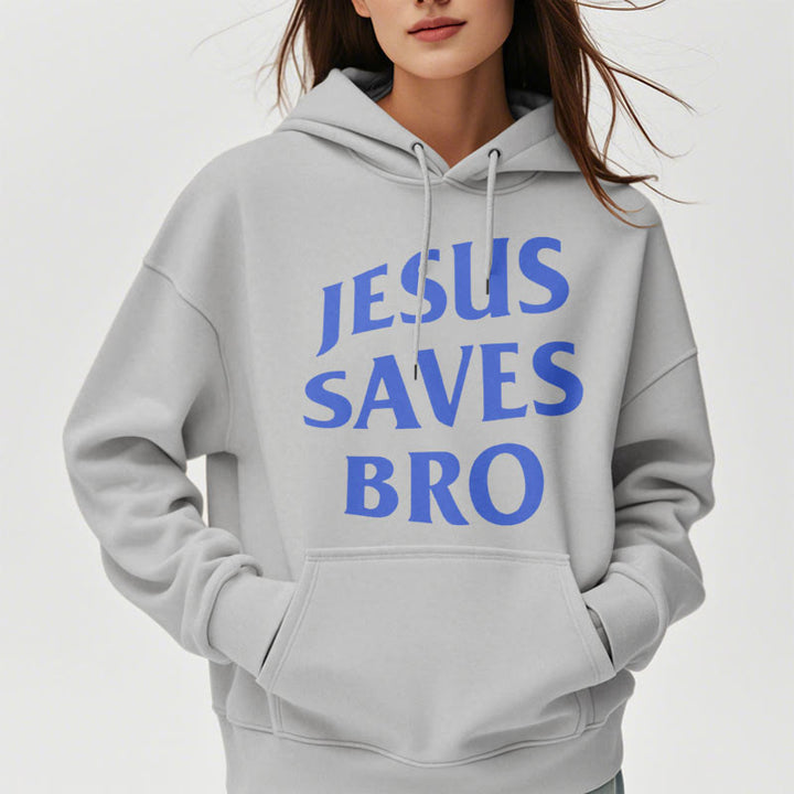 Christianartworkshop Quotation Style Jesus Saves Bro Proud Faith Fleece Lined Polyester Hoodie - image 4
