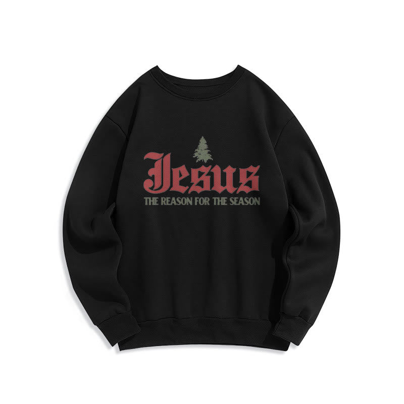 Christianartworkshop Quotation Style Jesus The Reason for the Season Fleece Lined Polyester Sweatshirt - Black - 2XL - image 6