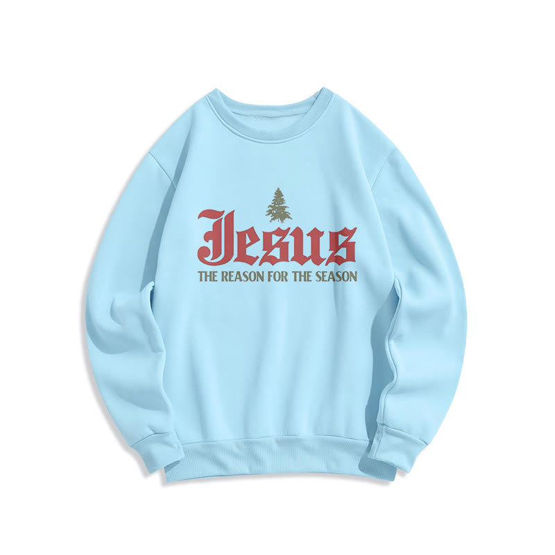 Christianartworkshop Quotation Style Jesus The Reason for the Season Fleece Lined Polyester Sweatshirt - Blue - 2XL - image 13