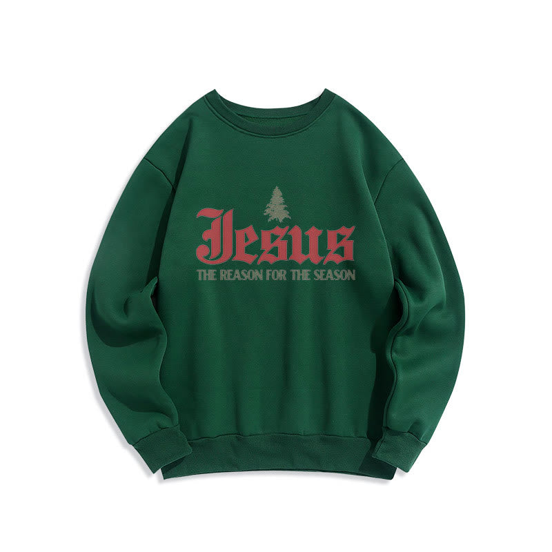 Christianartworkshop Quotation Style Jesus The Reason for the Season Fleece Lined Polyester Sweatshirt - Green - 2XL - image 11