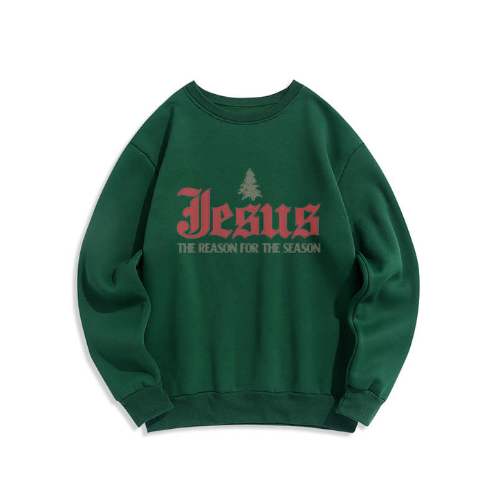 Christianartworkshop Quotation Style Jesus The Reason for the Season Fleece Lined Polyester Sweatshirt - Green - 2XL - image 12