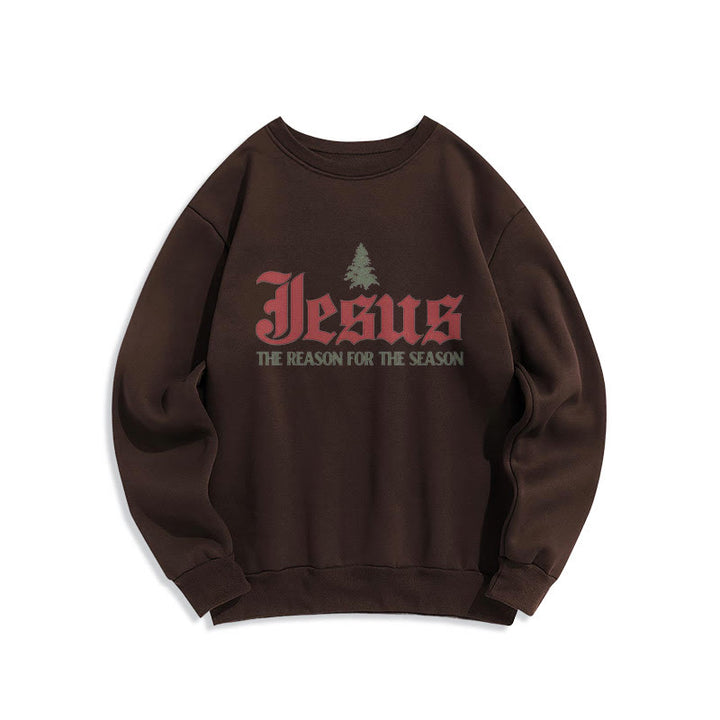 Christianartworkshop Quotation Style Jesus The Reason for the Season Fleece Lined Polyester Sweatshirt - Brown - 2XL - image 10
