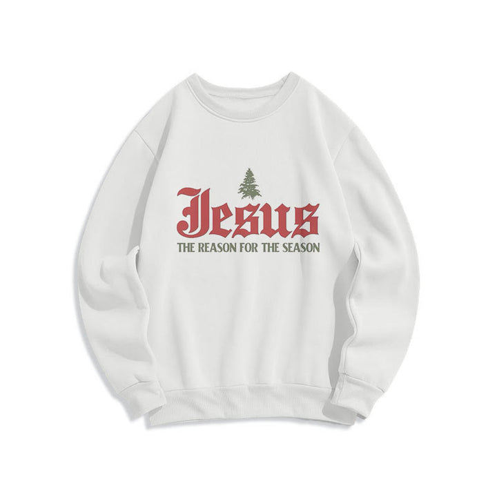 Christianartworkshop Quotation Style Jesus The Reason for the Season Fleece Lined Polyester Sweatshirt - White - 2XL - image 7