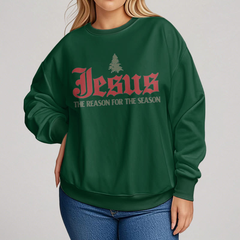 Christianartworkshop Quotation Style Jesus The Reason for the Season Fleece Lined Polyester Sweatshirt - image 13