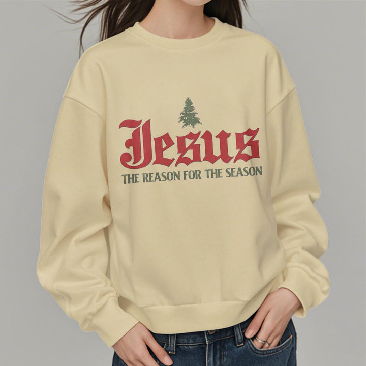 Christianartworkshop Quotation Style Jesus The Reason for the Season Fleece Lined Polyester Sweatshirt - image 4