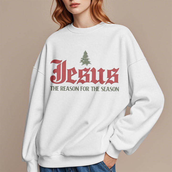 Christianartworkshop Quotation Style Jesus The Reason for the Season Fleece Lined Polyester Sweatshirt - image 9