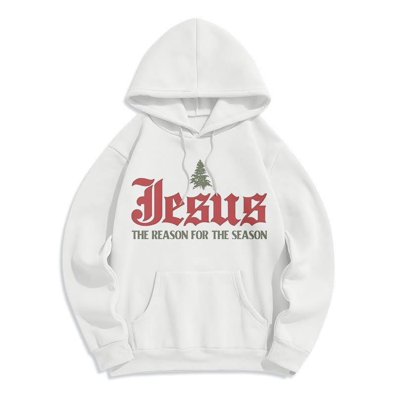 Christianartworkshop Quotation Style Jesus The Reason for the Season Fleece Lined Polyester Hoodie - White - 2XL - image 0
