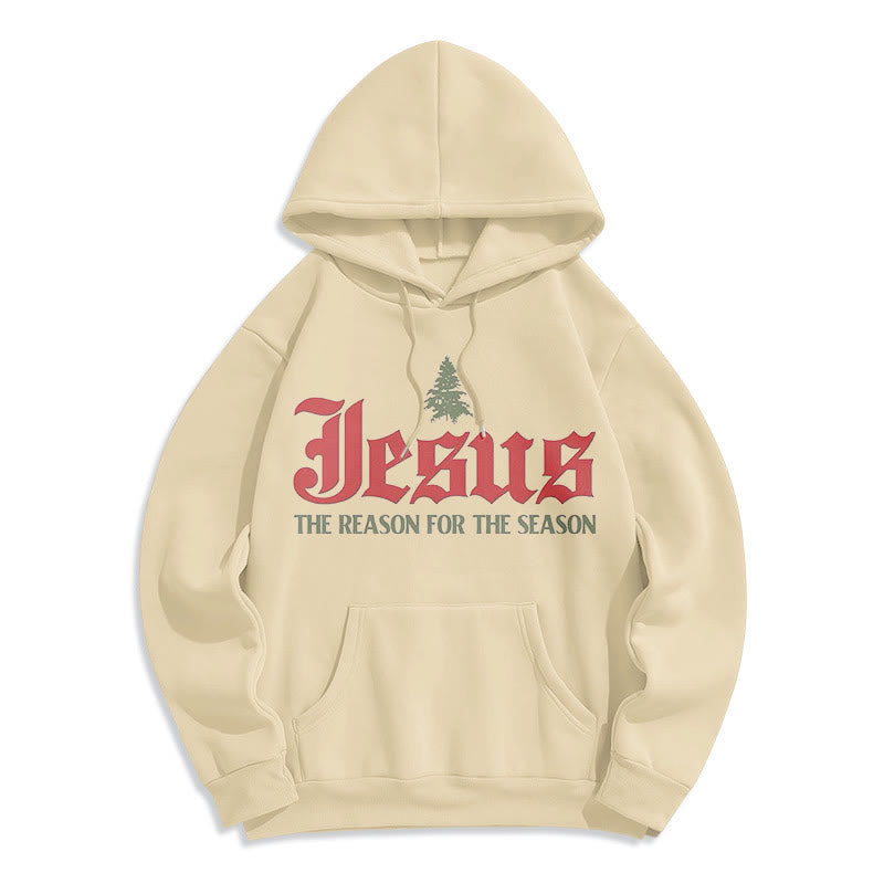 Christianartworkshop Quotation Style Jesus The Reason for the Season Fleece Lined Polyester Hoodie - Beige - 2XL - image 8
