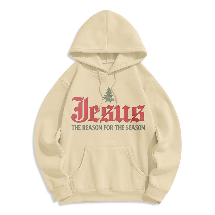 Christianartworkshop Quotation Style Jesus The Reason for the Season Fleece Lined Polyester Hoodie - Beige - 2XL - image 8