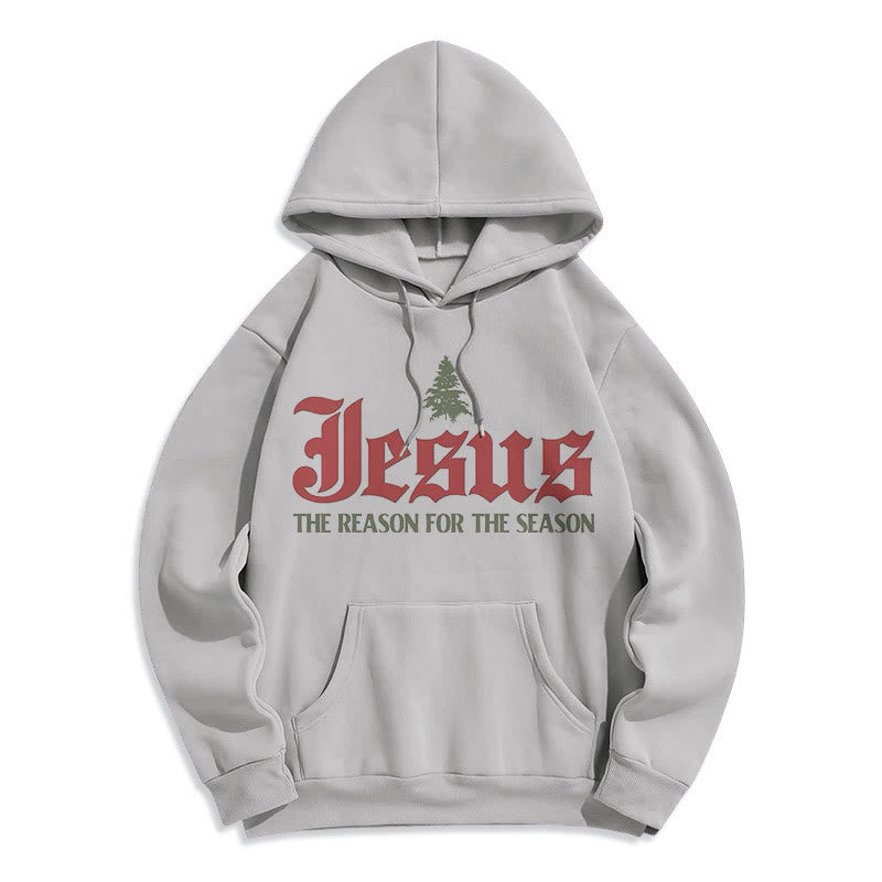 Christianartworkshop Quotation Style Jesus The Reason for the Season Fleece Lined Polyester Hoodie - Grey - 2XL - image 16