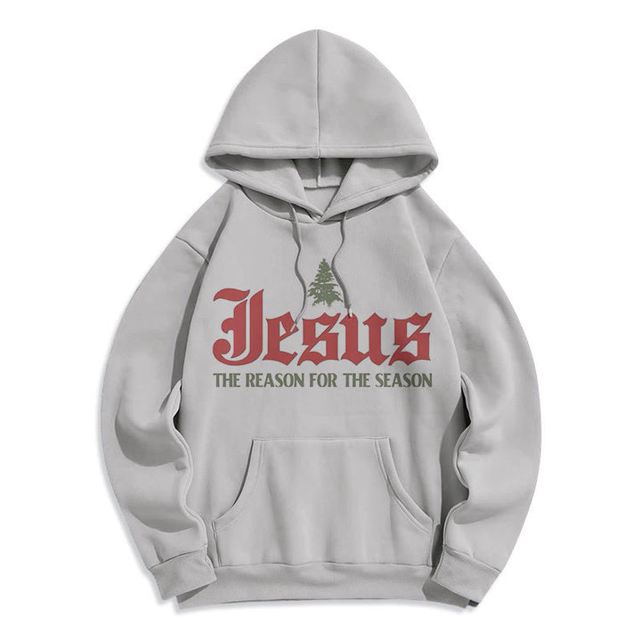 Christianartworkshop Quotation Style Jesus The Reason for the Season Fleece Lined Polyester Hoodie - Grey - 2XL - image 16