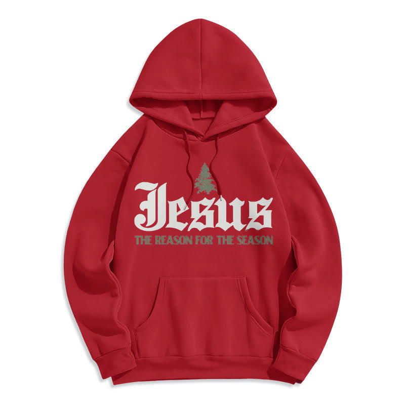 Christianartworkshop Quotation Style Jesus The Reason for the Season Fleece Lined Polyester Hoodie - Red - 2XL - image 18