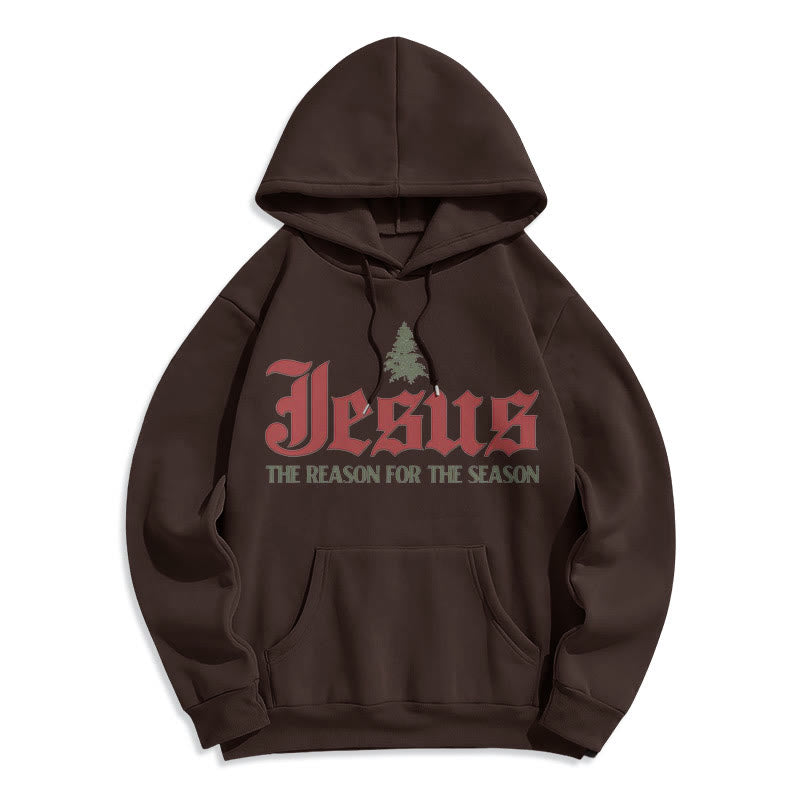 Christianartworkshop Quotation Style Jesus The Reason for the Season Fleece Lined Polyester Hoodie - Brown - 2XL - image 10