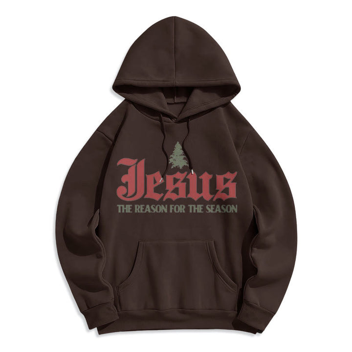 Christianartworkshop Quotation Style Jesus The Reason for the Season Fleece Lined Polyester Hoodie - Brown - 2XL - image 10