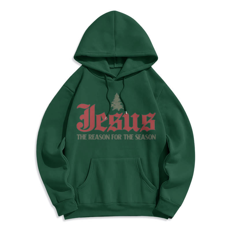 Christianartworkshop Quotation Style Jesus The Reason for the Season Fleece Lined Polyester Hoodie - Green - 2XL - image 12