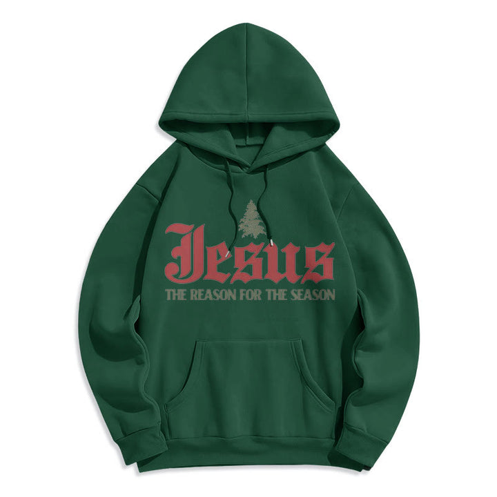 Christianartworkshop Quotation Style Jesus The Reason for the Season Fleece Lined Polyester Hoodie - Green - 2XL - image 12