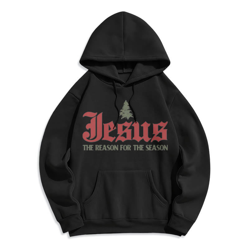 Christianartworkshop Quotation Style Jesus The Reason for the Season Fleece Lined Polyester Hoodie - Black - 2XL - image 6