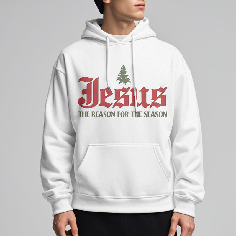 Christianartworkshop Quotation Style Jesus The Reason for the Season Fleece Lined Polyester Hoodie - image 4
