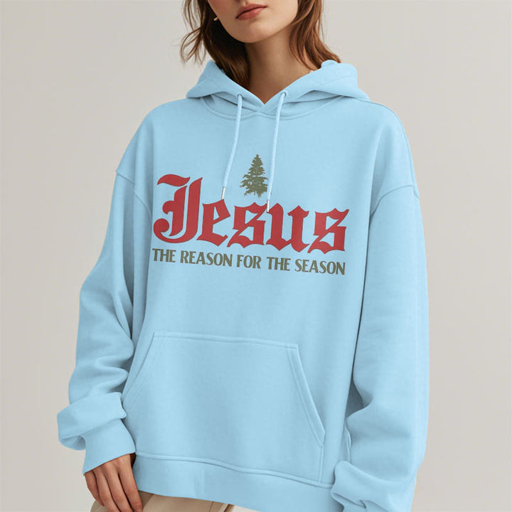 Christianartworkshop Quotation Style Jesus The Reason for the Season Fleece Lined Polyester Hoodie - image 15