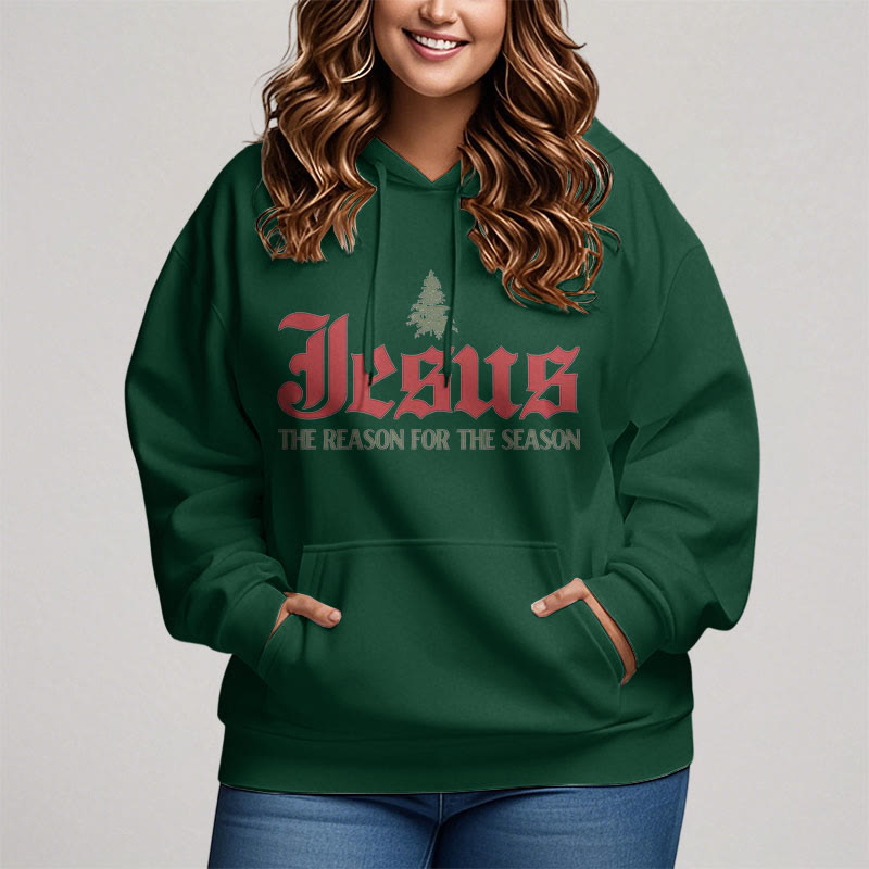 Christianartworkshop Quotation Style Jesus The Reason for the Season Fleece Lined Polyester Hoodie - image 12