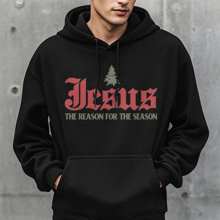 Christianartworkshop Quotation Style Jesus The Reason for the Season Fleece Lined Polyester Hoodie - image 7