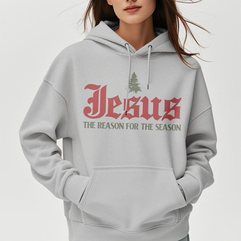 Christianartworkshop Quotation Style Jesus The Reason for the Season Fleece Lined Polyester Hoodie - image 16
