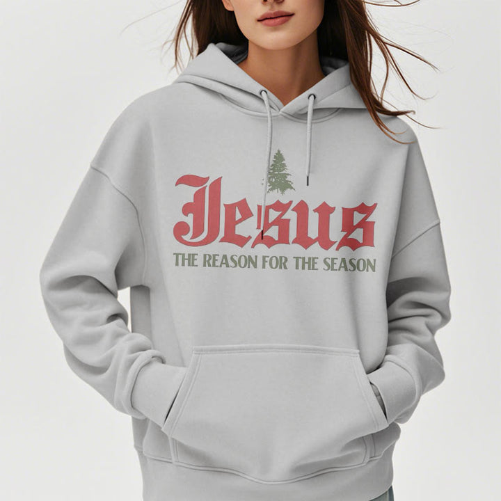 Christianartworkshop Quotation Style Jesus The Reason for the Season Fleece Lined Polyester Hoodie - image 16