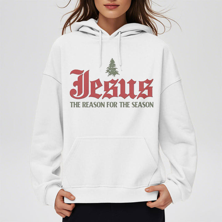 Christianartworkshop Quotation Style Jesus The Reason for the Season Fleece Lined Polyester Hoodie - image 4