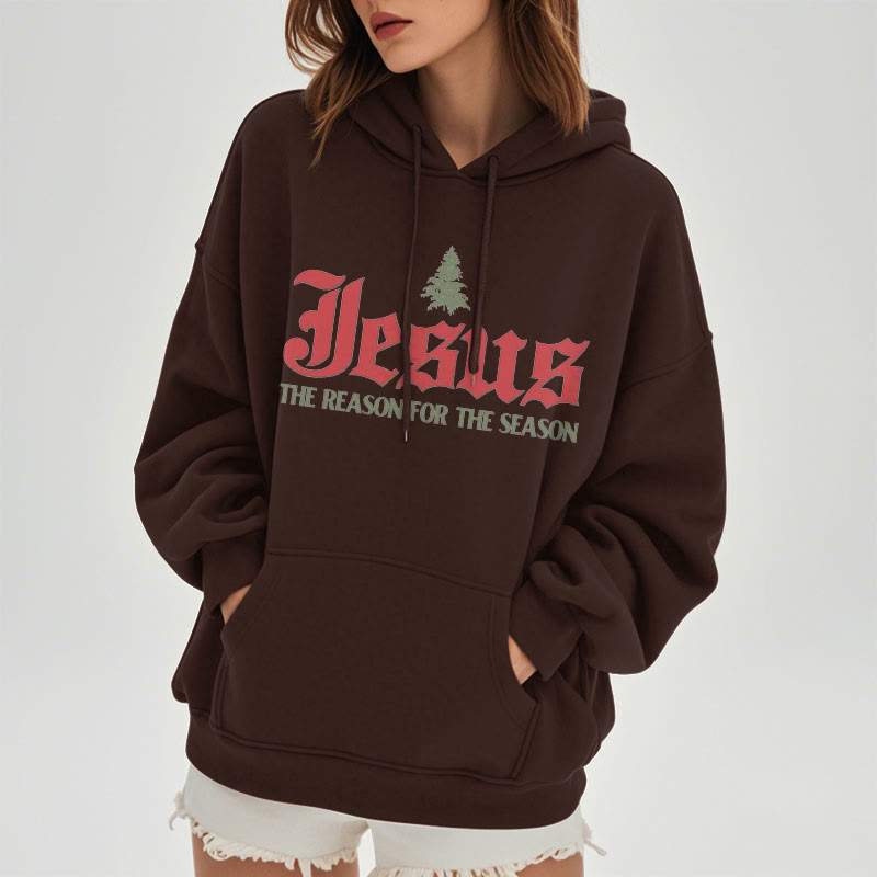Christianartworkshop Quotation Style Jesus The Reason for the Season Fleece Lined Polyester Hoodie - image 11