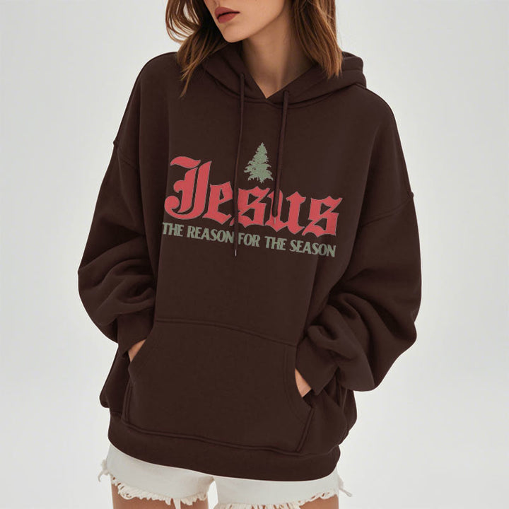 Christianartworkshop Quotation Style Jesus The Reason for the Season Fleece Lined Polyester Hoodie - image 11
