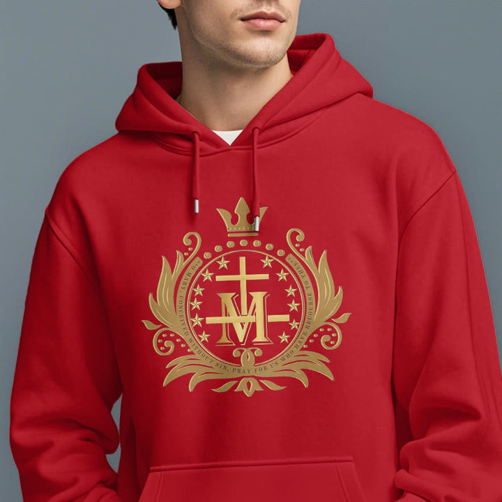 Christianartworkshop Classic Style Crowned Cross Virgin Mary Fleece Lined Polyester Hoodie - image 19
