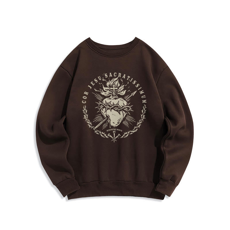 Christianartworkshop Classic Style Sacred Heart of Jesus Fleece Lined Polyester Sweatshirt - Brown - 2XL - image 10