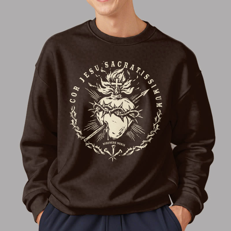 Christianartworkshop Classic Style Sacred Heart of Jesus Fleece Lined Polyester Sweatshirt - image 11