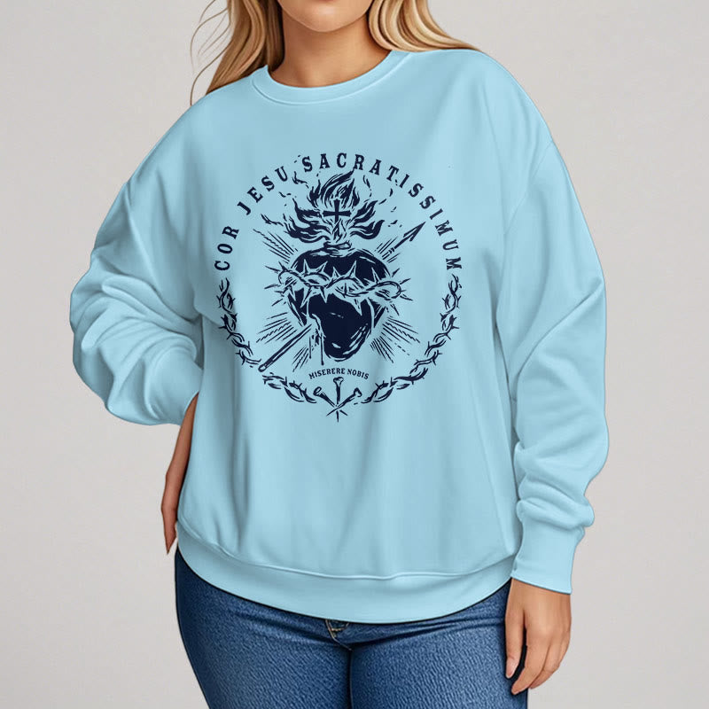 Christianartworkshop Classic Style Sacred Heart of Jesus Fleece Lined Polyester Sweatshirt - image 15