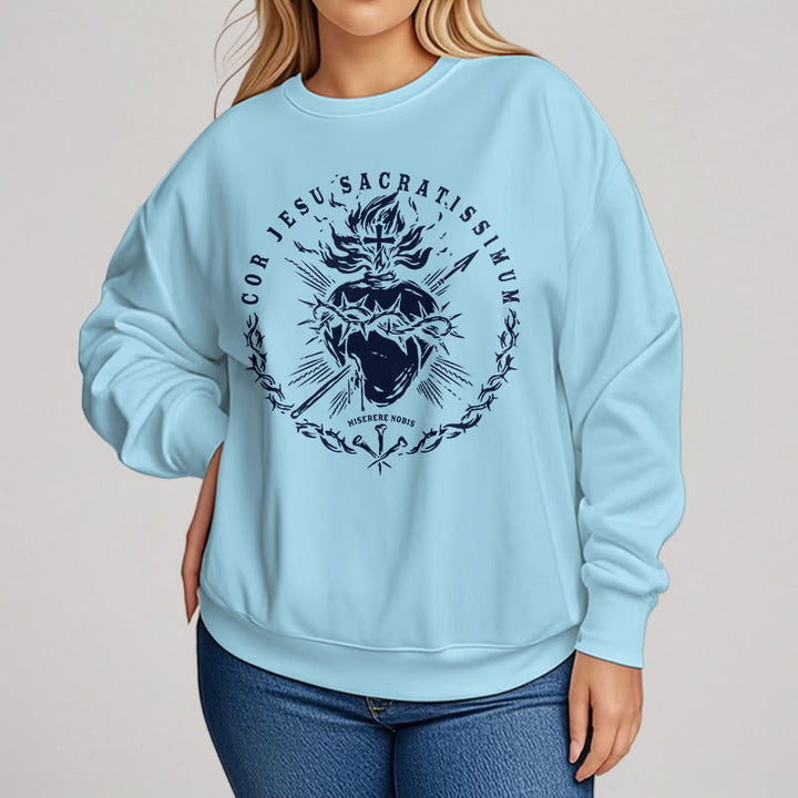Christianartworkshop Classic Style Sacred Heart of Jesus Fleece Lined Polyester Sweatshirt - image 15