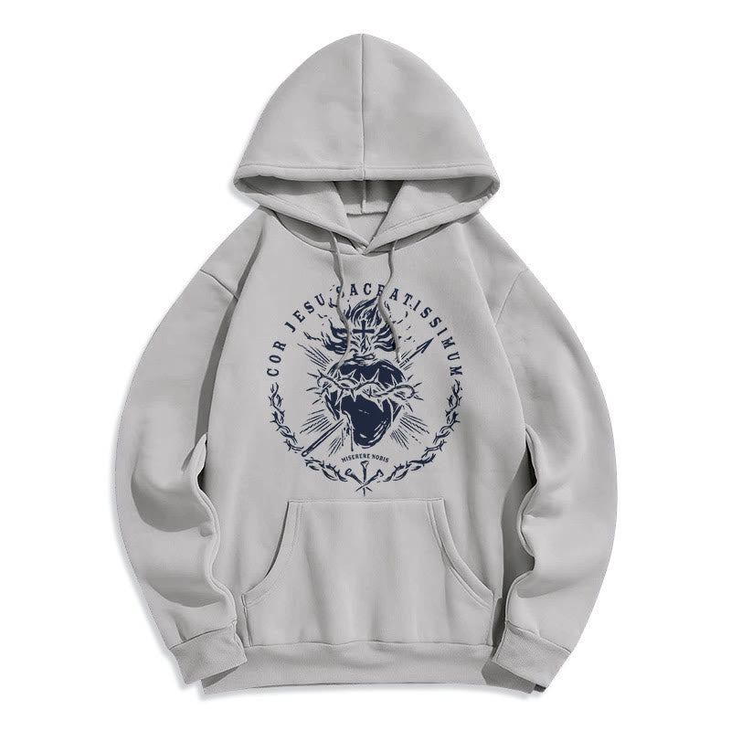 Christianartworkshop Classic Style Sacred Heart of Jesus Fleece Lined Polyester    Hoodie - Grey - 2XL - image 15