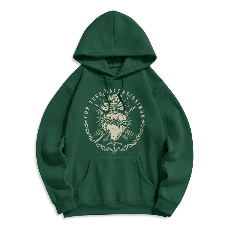 Christianartworkshop Classic Style Sacred Heart of Jesus Fleece Lined Polyester    Hoodie - Green - 2XL - image 11