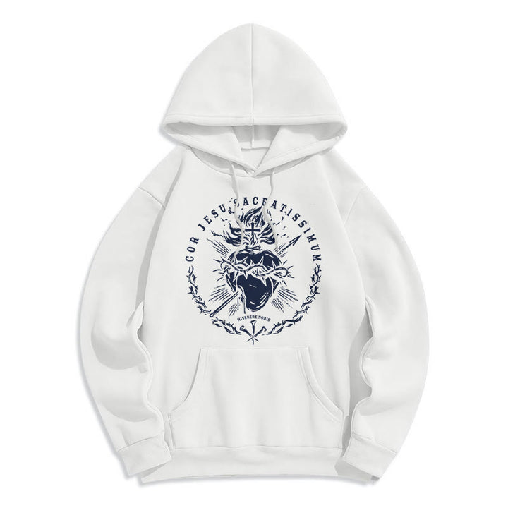 Christianartworkshop Classic Style Sacred Heart of Jesus Fleece Lined Polyester    Hoodie - White - 2XL - image 0