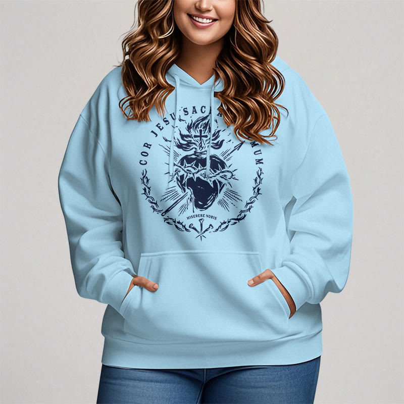 Christianartworkshop Classic Style Sacred Heart of Jesus Fleece Lined Polyester    Hoodie - image 15