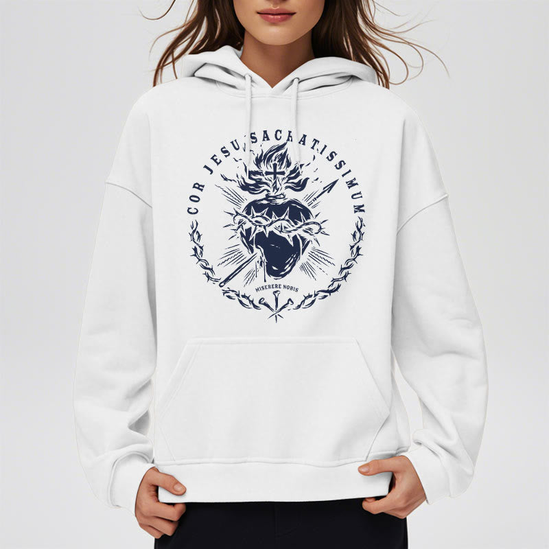 Christianartworkshop Classic Style Sacred Heart of Jesus Fleece Lined Polyester    Hoodie - image 5