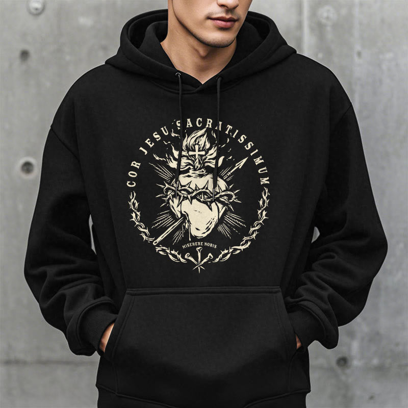Christianartworkshop Classic Style Sacred Heart of Jesus Fleece Lined Polyester    Hoodie - image 7